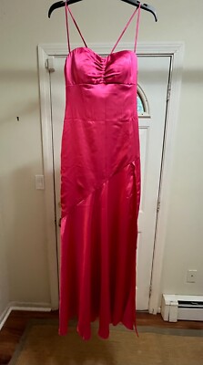 Prom Dress Hot Pink satin side slit Size 4  New Never Worn. Free Shipping