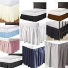 3 Sided Solid Dust Ruffled Bedskirt 650 TC Cotton Open/Slit Corner Drop 12"  14"