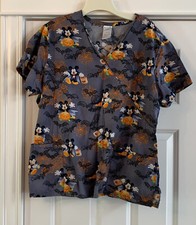 Disney Halloween Print Scrub Top XL Mickey Mouse Scrubs Dracula Spooky Nurse