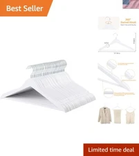 Durable Lacquered 30-Pack White Wooden Suit Hangers for Stylish Organizing