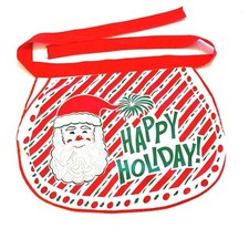 Vintage Christmas Apron Artistic Creation Santa Happy Holidays Pocket 21" x 16"