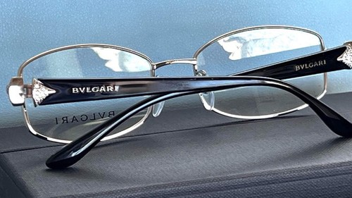 Bvlgari Italy 2166-B 102 rechteckige silberne schwarze Brille $ 760 Neu im Karton #2 - Bild 3 von 6