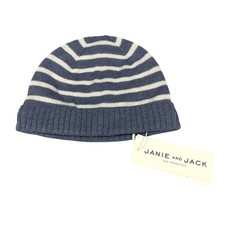 Janie and Jack Knit Beanie Hat Striped Blue White 3-6M