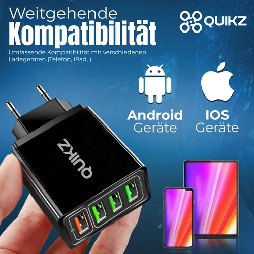 2x Schnell Ladegerät Stecker 4x USB Port 5V-3A Netzteil Adapter Für Handy Tablet - Bild 16 von 26