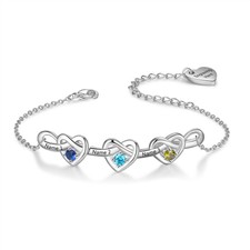 Personalised Infinity Heart Bracelets with 2-...