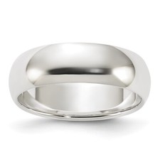 Sterling Silver 6mm Half-Round Band Ring