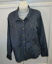 The North Face blue plaid L/S button up shirt women's sz M