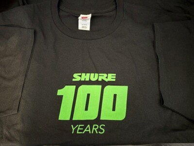 Brand New Shure Audio Logo 100 YEARS T-Shirt Size XL