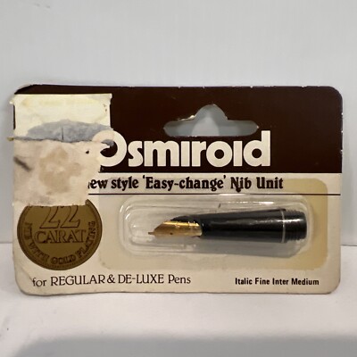 Osmiroid Pen Nib Easy Change 22 Carat Gold Plating  Italic Fine Inter Medium New