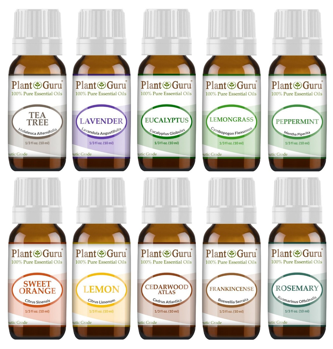 Essential Oil Set 10 - 10 ml. 100% Pure Natural Therapeutic Grade