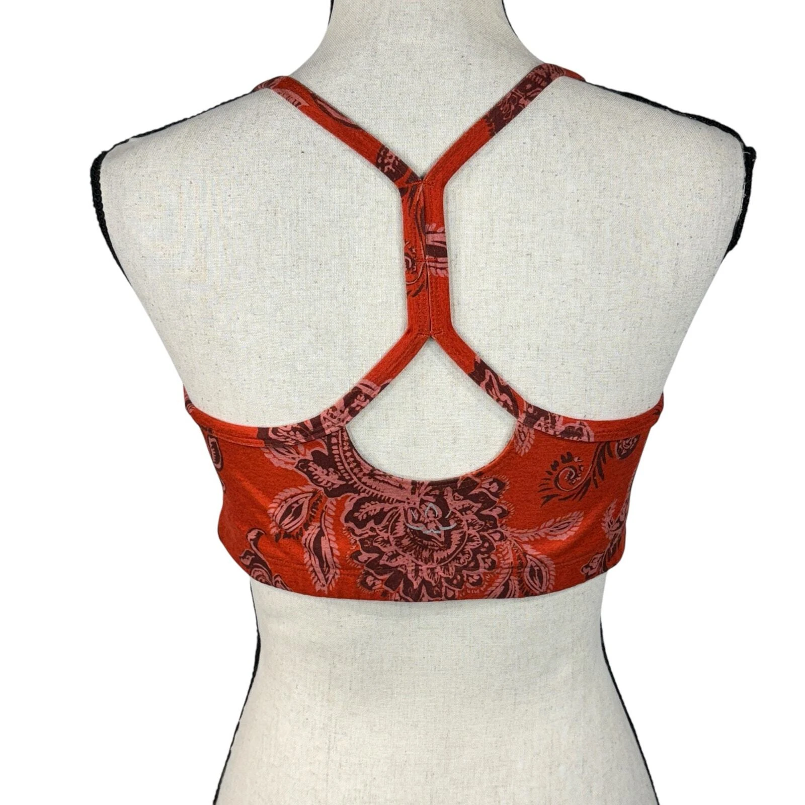 beyond-yoga slim racerback paisley stretch keyhole lined tank-bra