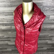 Lucy Full Zip Up Lined Collared Red Quilted Vest Women's Size Small