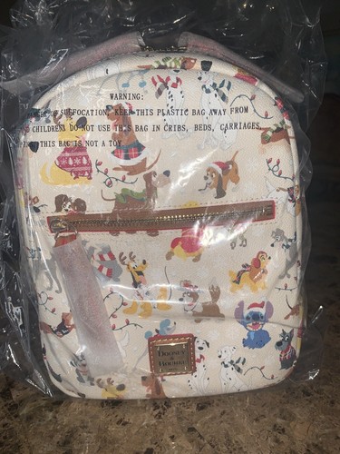 Disney Dooney & and Bourke Santa Dogs Backpack Tails Paws Stitch Lady 2021 NWT - Picture 2 of 4