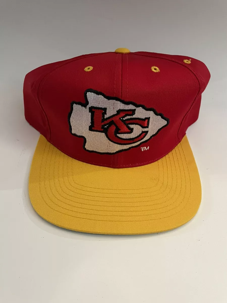 RARE Vintage 1990's Kansas City Chiefs Snapback Flat Bill Hat ANI Yellow  Red