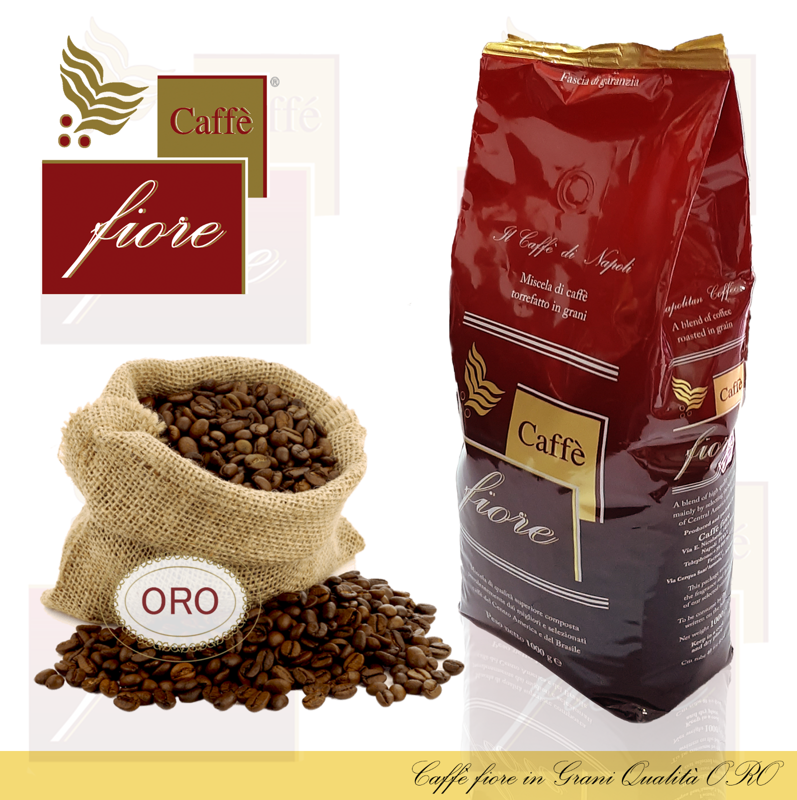 12 Kg Caffè fiore in Grani Qualità ORO miscela di Qualità Superiore Gusto, Aroma