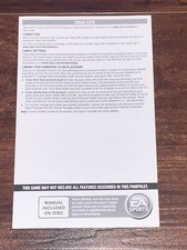 XBOX Live Insert XBOX Instruction Manual Only