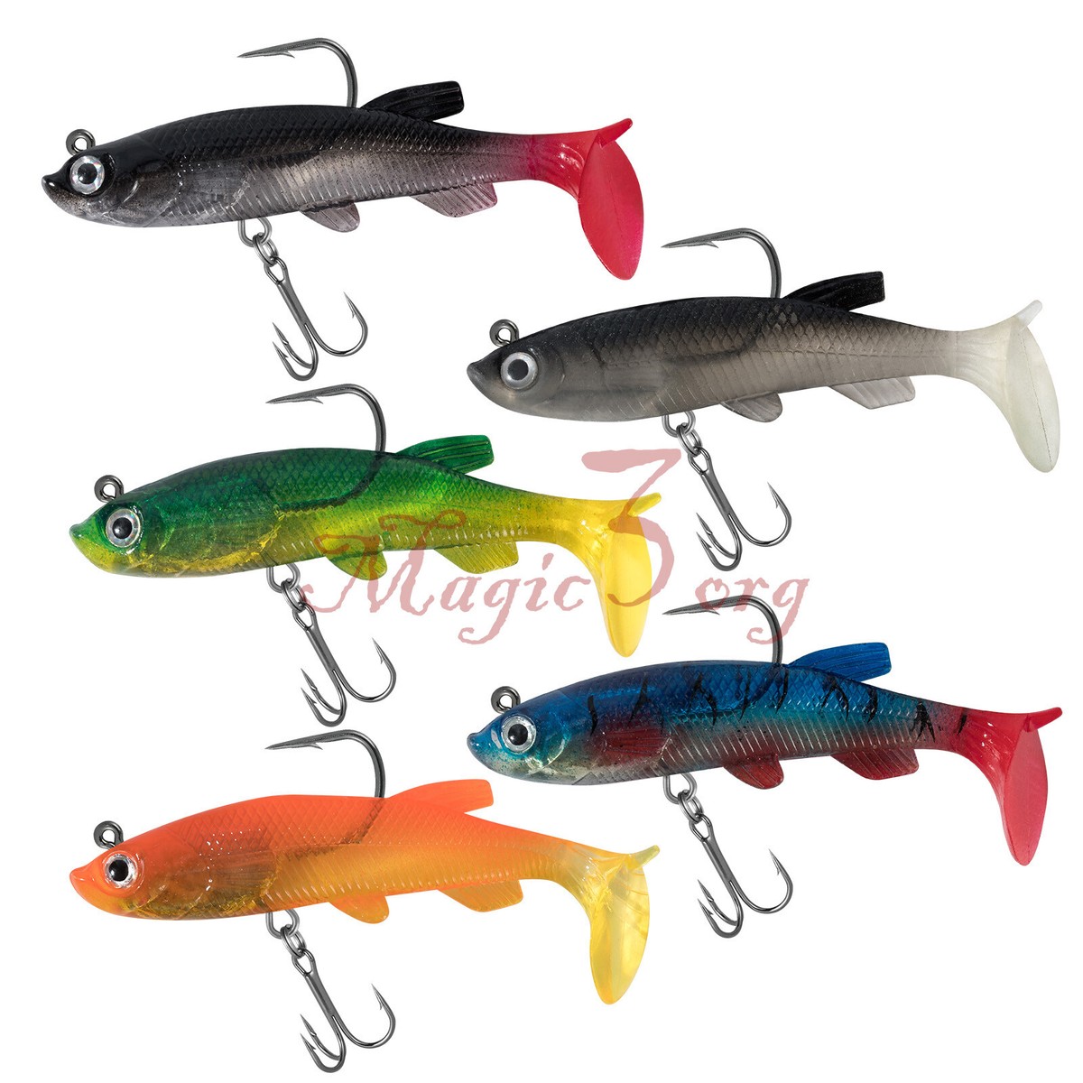 5pcs Soft Plastic Lures Jig Head Hook Swimbaits