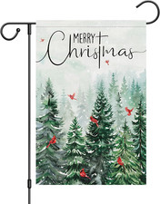 Merry Christmas Garden Flag 12X18 Inch Xmas Tree Double Sided Welcome Small Burl