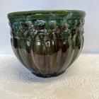 Antique Weller Majolica Floral Relief Ceramic Jardiniere Planter