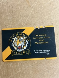 VINTAGE RICHMOND FOOTBALL CLUB MEMBERSHIP CARD TIGERS AFL VFL 1996