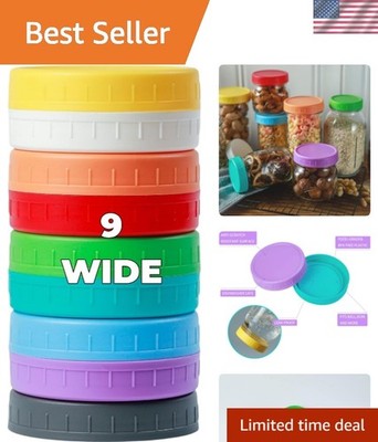 9 Wide Mouth Mason Jar Lids with Silicone Ring,Thickened Leak-proof Lids Fit ...