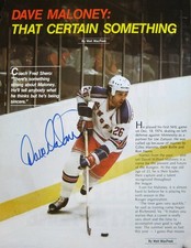 Dave Maloney New York Rangers Autographed Sports Illustrated Magazine Page
