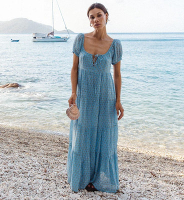 Daughters of India Sita Maxi Dress Size XL AU 14-16 / US 10-12 Bluebell Print