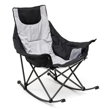 Oversized Folding Rocking Camping Chair for Adults, 500lbs Grey