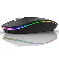 LED Wireless Mouse, Uiosmuph G12 Slim Rechargeable Wireless Silent Mouse, 2.4G C