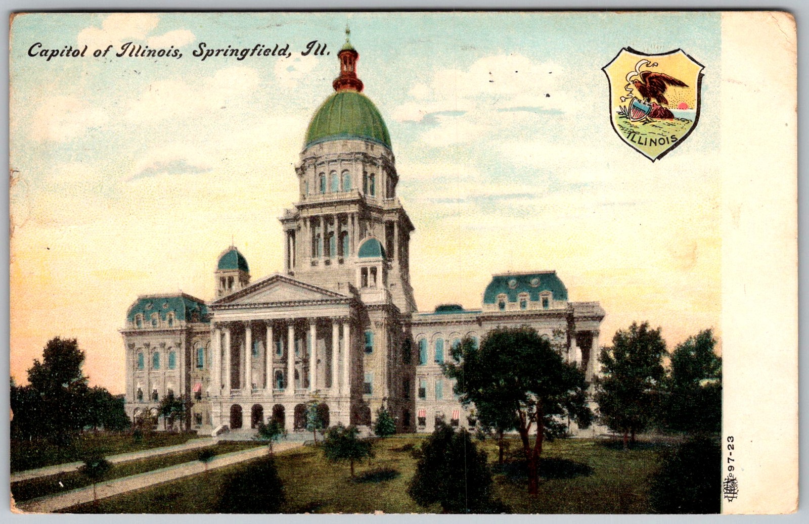 Antique Postcard State Capitol Dome Springfield, IL 1900s