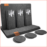 Tischsets Abwaschbar Filz 18Er Set HitzebestäNdig Rutschfest 44X31Cm Anthrazit