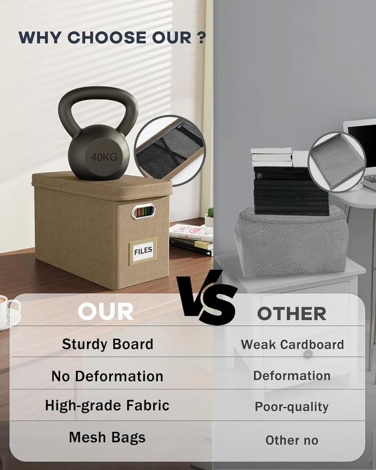 Caja de archivos tejida color topo - Umbral™: organizador de escritorio de oficina, soporte para suministros, Foto 3 de 4