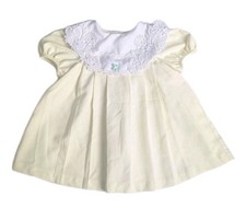 Vintage Lace Bib Collar Baby Party Dress Yellow Easter Pastel 12M Puff Sleeves