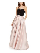 BLONDIE NITES Womens Fit + Flare Dress Beige Sleeveless Formal Juniors 1