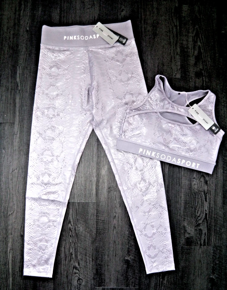 BNWT WOMENS PINK SODA SPORTS BRA & LEGGINGS SIZE 10 GYM YOGA RUNNING TOP NIKE - Image 3 of 4