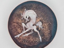 Lama Holland Emaille Kupfer Schmuck Schale - Pferd Design - Vintage