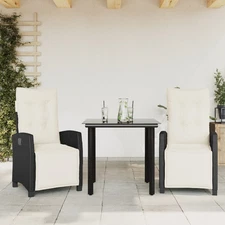 Garden Dining Set Black, Cream White