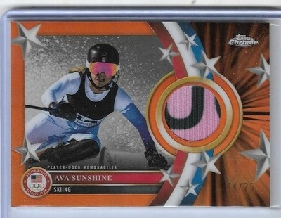 RARE 2026 TOPPS OLYMPIC CHROME ~ AVA SUNSHINE RELIC PATCH CARD 04/25 ~  SKIING