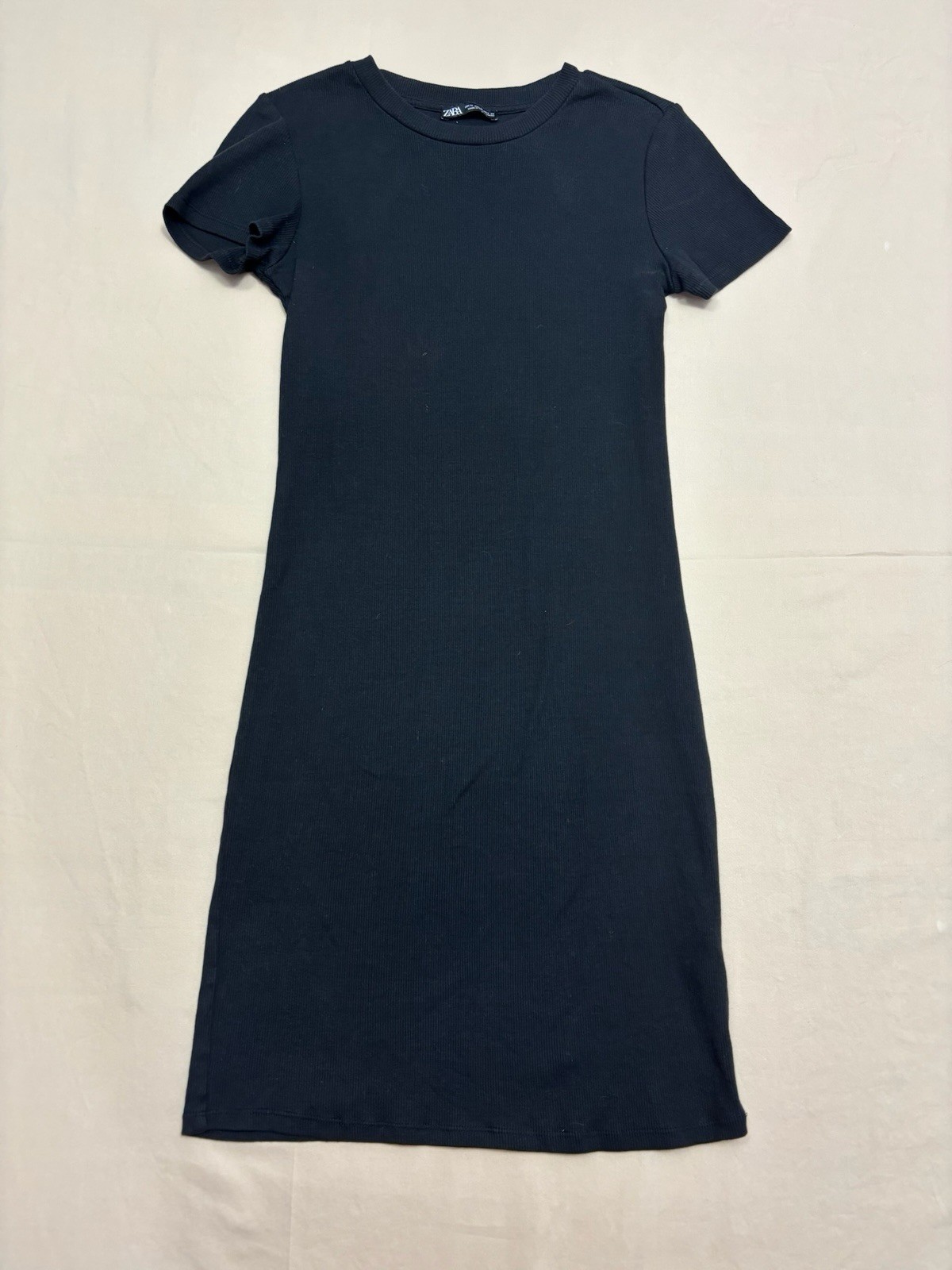 Zara Women’s Black T-Shirt Midi Bodycon Dress Size Medium