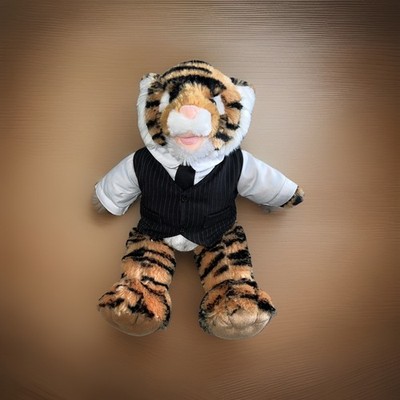BAB Zoo Workshop Bengal Tiger Plush Openmouth Build A Bear 15'' VTG Rare Vest/tie