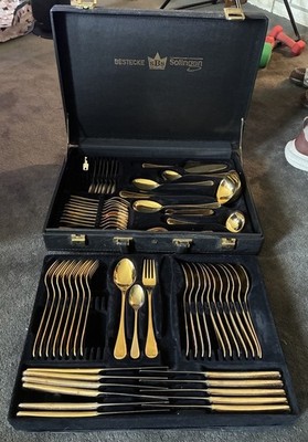 Vintage Solingen Gold Plated 23/24K Flatware   West Germany 60 Pieces