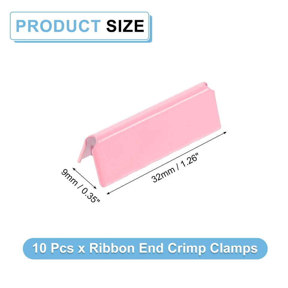 10 piezas abrazaderas de crimpado de extremo de cinta, punta de extremos de correa de 32 mm/1,26 pulgadas, rosa claro Foto 2 de 4