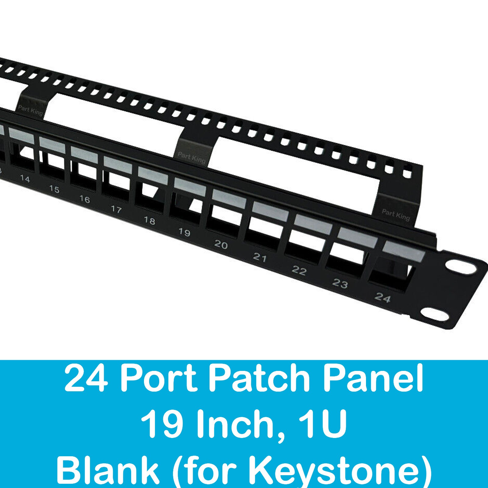 24 Port 1U Blank Unloaded Keystone Patch Panel for 19"" Network Data Cabinet