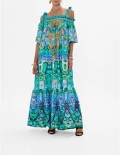 CAMILLA- The Land of Wonder Long Off Shoulder Dress. Size- XS/S