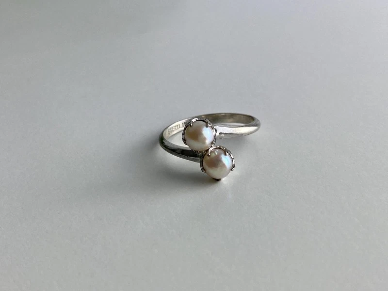 925 Sterling Silver Pearls Ring Size 5 - Image 2 of 4