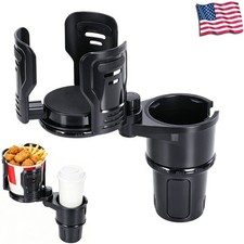 Dual Cup Holder Expander, 2 in 1 Multifunction Cup Holder for Car with Lock