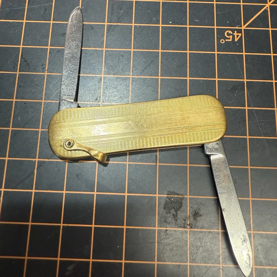 Vintage Colonial Prov. Navaja de Bolsillo Ejecutiva R.I. USA Llena de Oro, 2 Hojas Foto 3 de 4