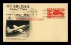 DR JIM STAMPS US FIRST DAY POSTAL CARD AIR MAIL 4C EAGLE ARTCRAFT CACHET