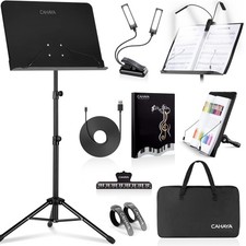 6 IN 1 Sheet Music Stand with Stand Light Desktop Book Stand with Carrying Ba...