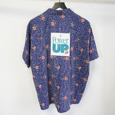 Vintage 90s Apple Computer Power Up Macintosh 8-Bit Space Button Up Mens XL Tech